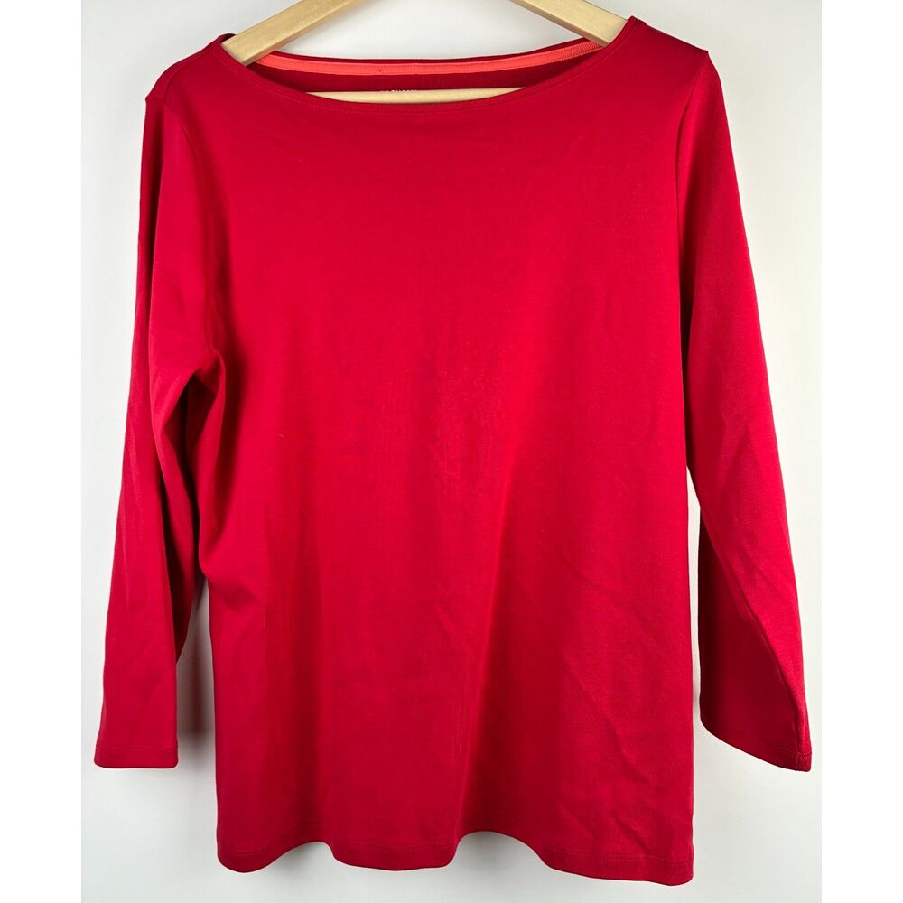 Talbots Red Knit Long-Sleeve Crewneck Tee Shirt Women’s Size Large